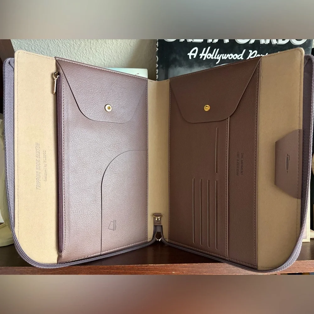 NEW Plepic All-In-One Faux Leather Ash Brown Tripping Book Clutch Organizer